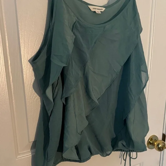 Lucky Brand Dusty Teal Blue/Green Ruffle Tank Top - Picture 5 of 6